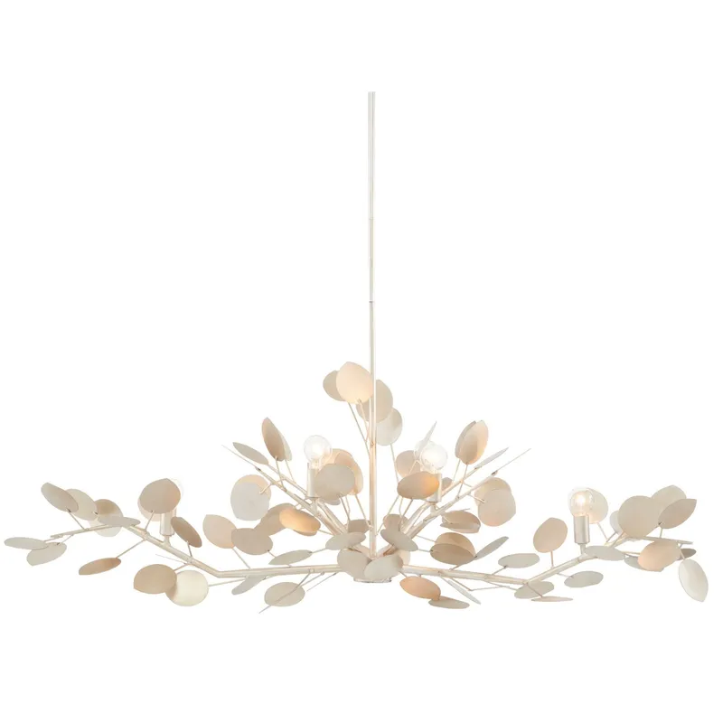 Lunaria Silver Oval Chandelier - Contemporary Silver Leaf