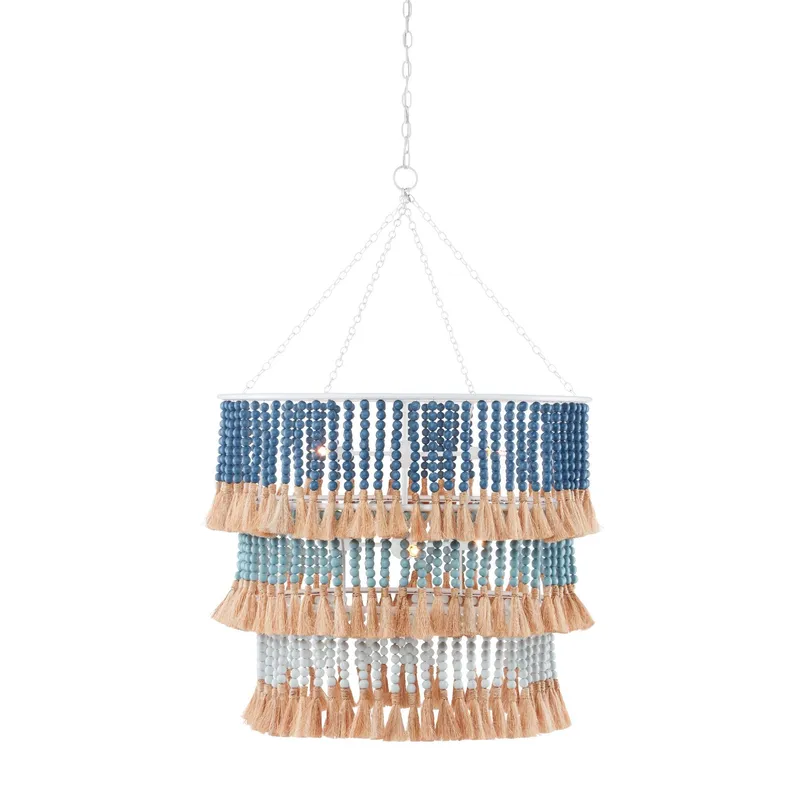 St. Barts Blue Chandelier - Sugar White/Mist Blue/Demin Blue/Natural Rope