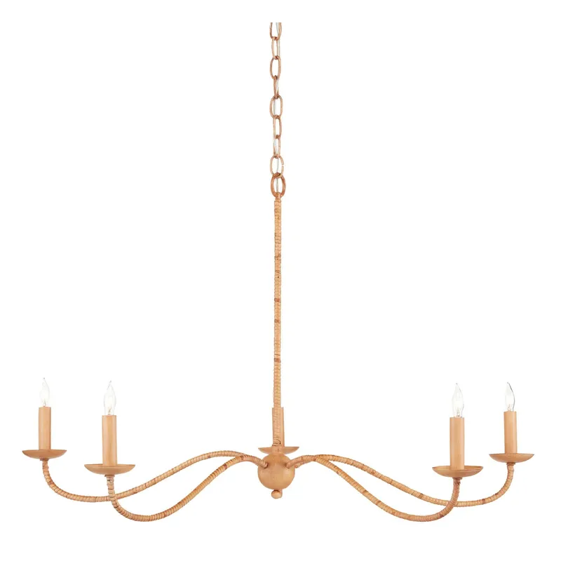 Saxon Rattan Small Chandelier - Saddle Tan/Natural Rattan