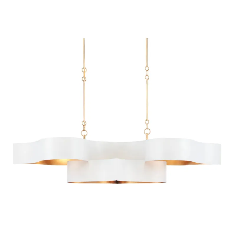 Grand Lotus White Oval Chandelier - Sugar White/Contemporary Gold Leaf