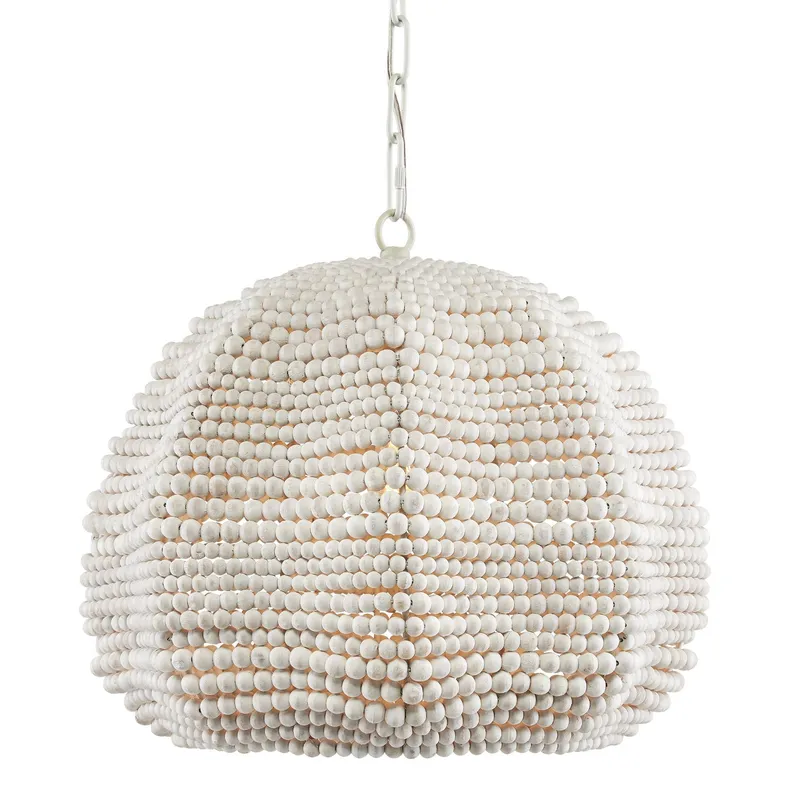 Octavia White Beaded Pendant - White/Whitewash