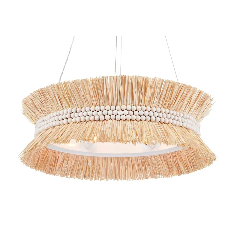 Seychelles Chandelier - Sugar White/Natural Raffia