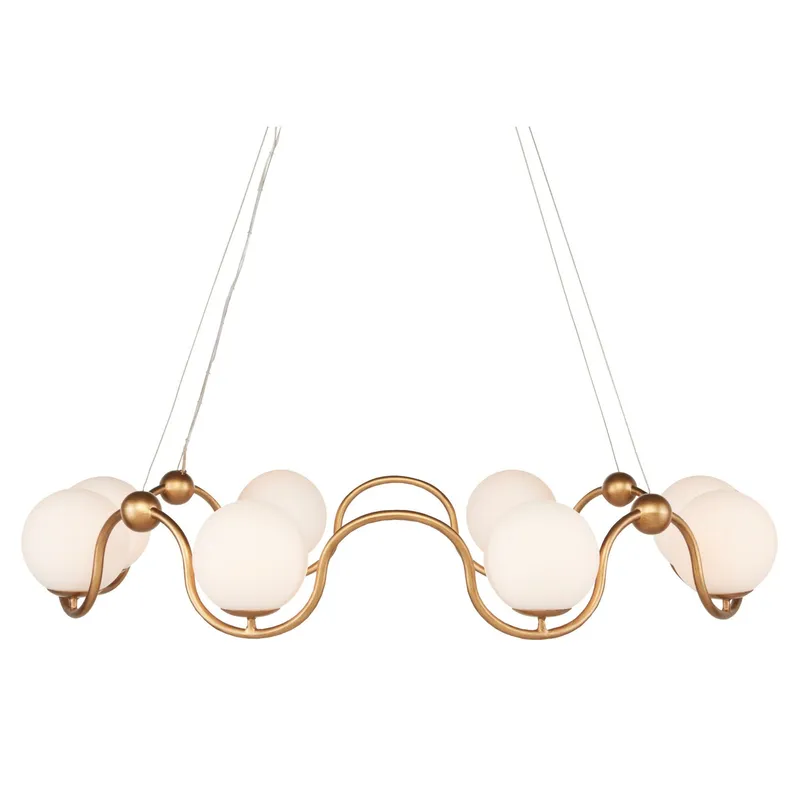 Equilibrium Brass Chandelier - Antique Brass/White