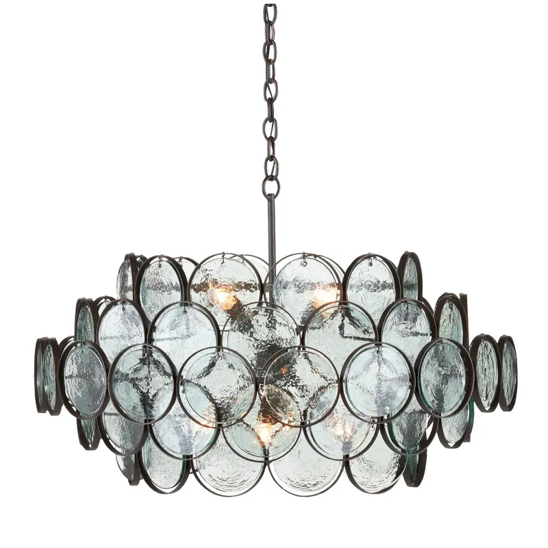 Galahad Small Recycled Glass Chandelier - Bronze