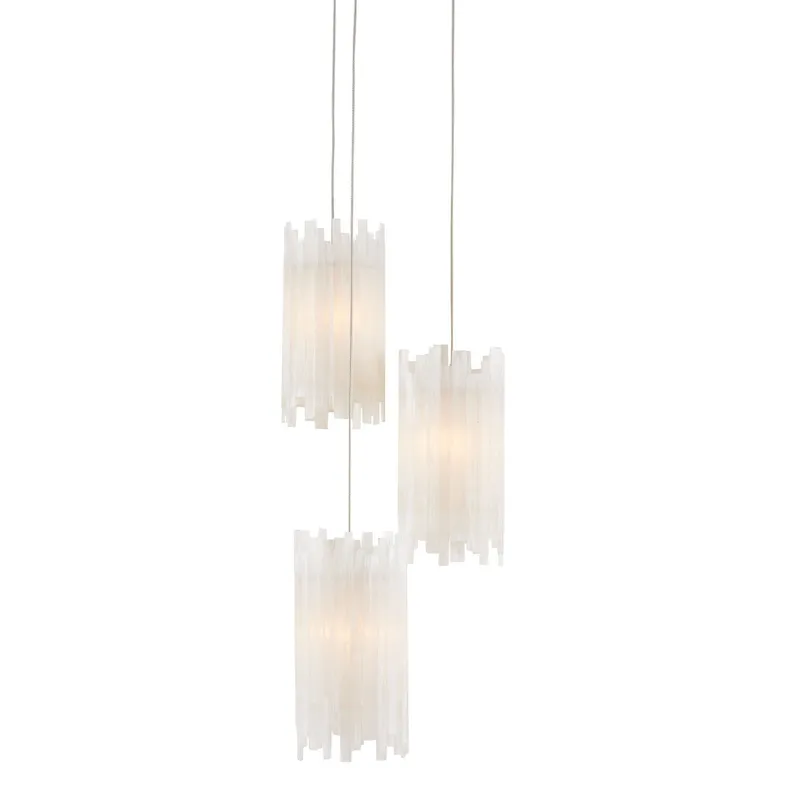 Escenia 3-Light Round Multi-Drop Pendant - Natural/Painted Silver