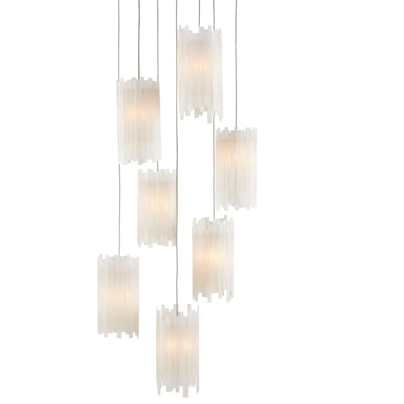 Escenia 7-Light Round Multi-Drop Pendant - Natural/Painted Silver