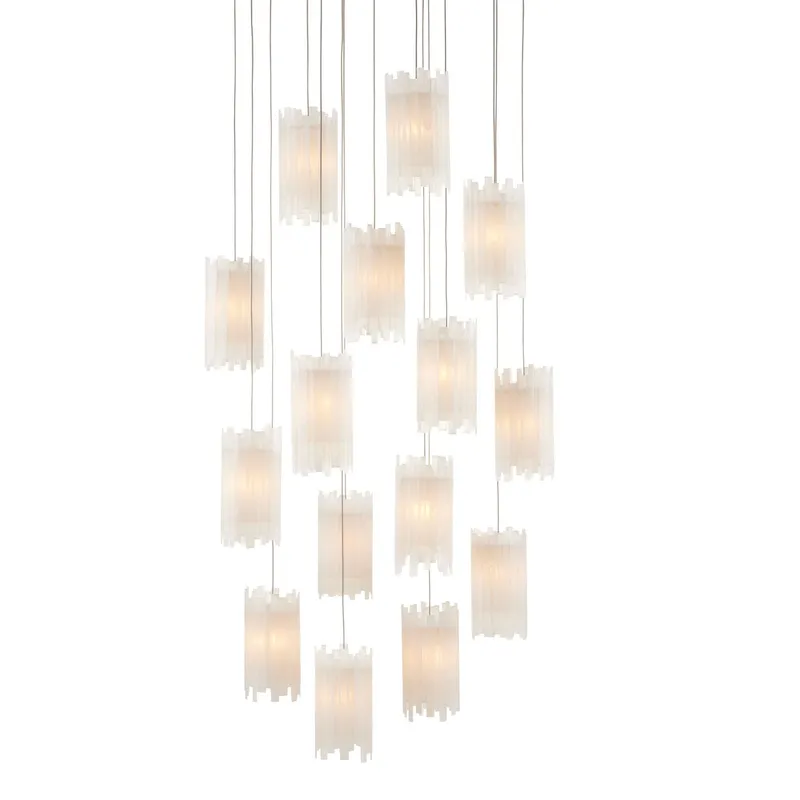 Escenia 15-Light Round Multi-Drop Pendant - Natural/Painted Silver