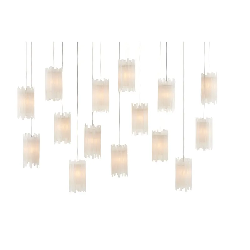 Escenia 15-Light Rectangular Multi-Drop Pendant - Natural/Painted Silver