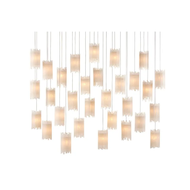 Escenia 30-Light Rectangular Multi-Drop Pendant - Natural/Painted Silver