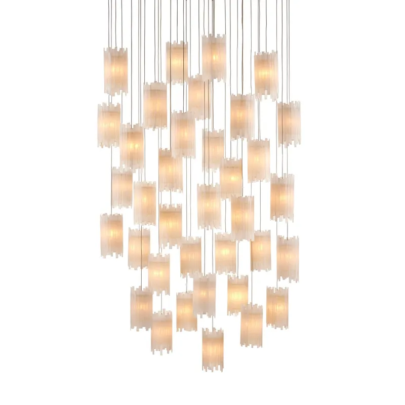 Escenia 36-Light Round Multi-Drop Pendant - Natural/Painted Silver