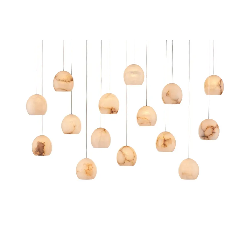 Lazio 15-Light Rectangular Multi-Drop Pendant - Natural/Painted Silver
