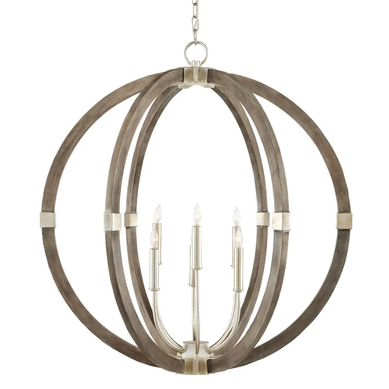 Bastian Gray Orb Lantern - Contemporary Silver Leaf/Chateau Gray