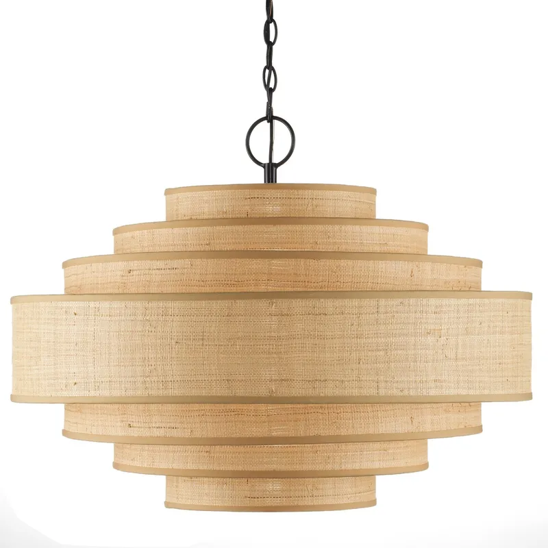 Maura Natural Chandelier - Natural/Satin Black