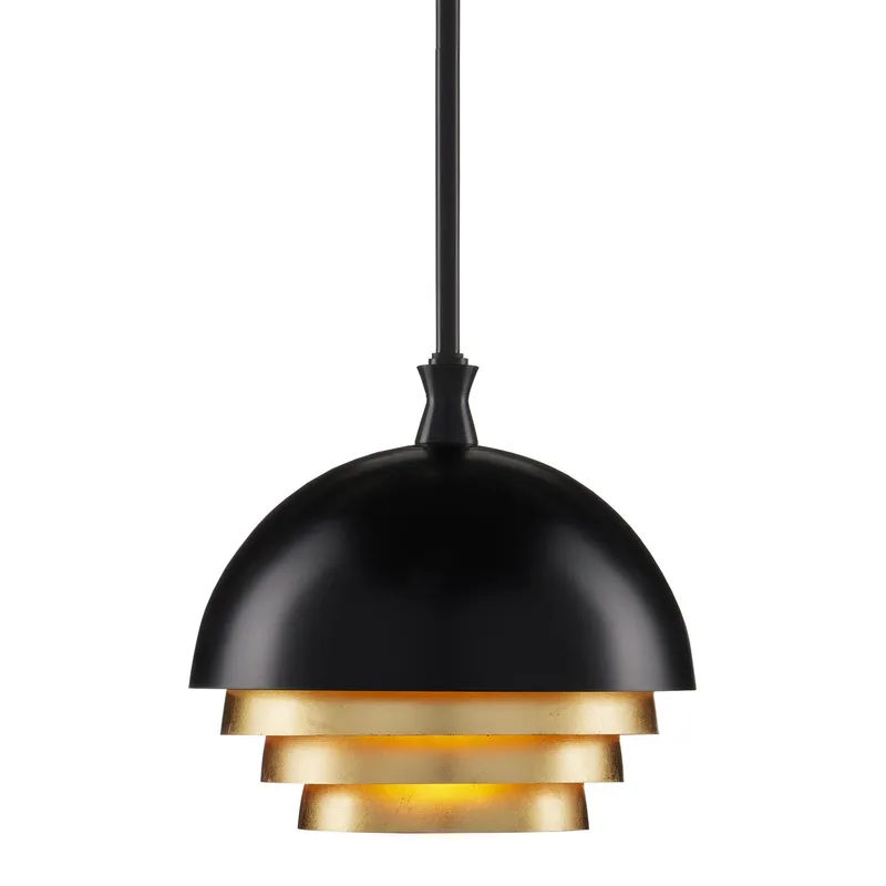 Salviati Medium Black & Gold Pendant - Black/Gold Leaf
