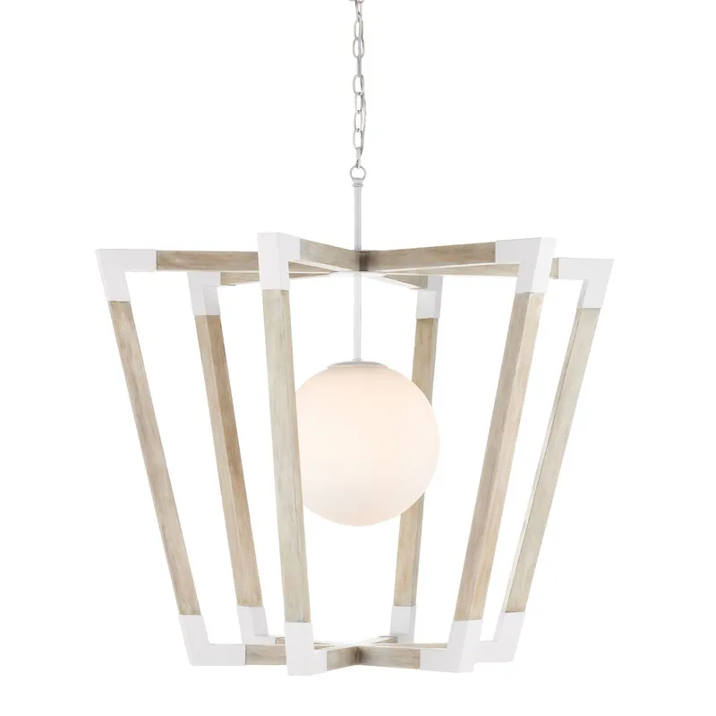 Bastian Sandstone Globe Pendant - Sugar White/Sandstone