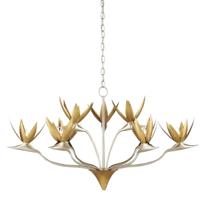 Paradiso Gold & Silver Chandelier - Contemporary Silver Leaf/Contemporary Gold Leaf/ Contemporary Gold