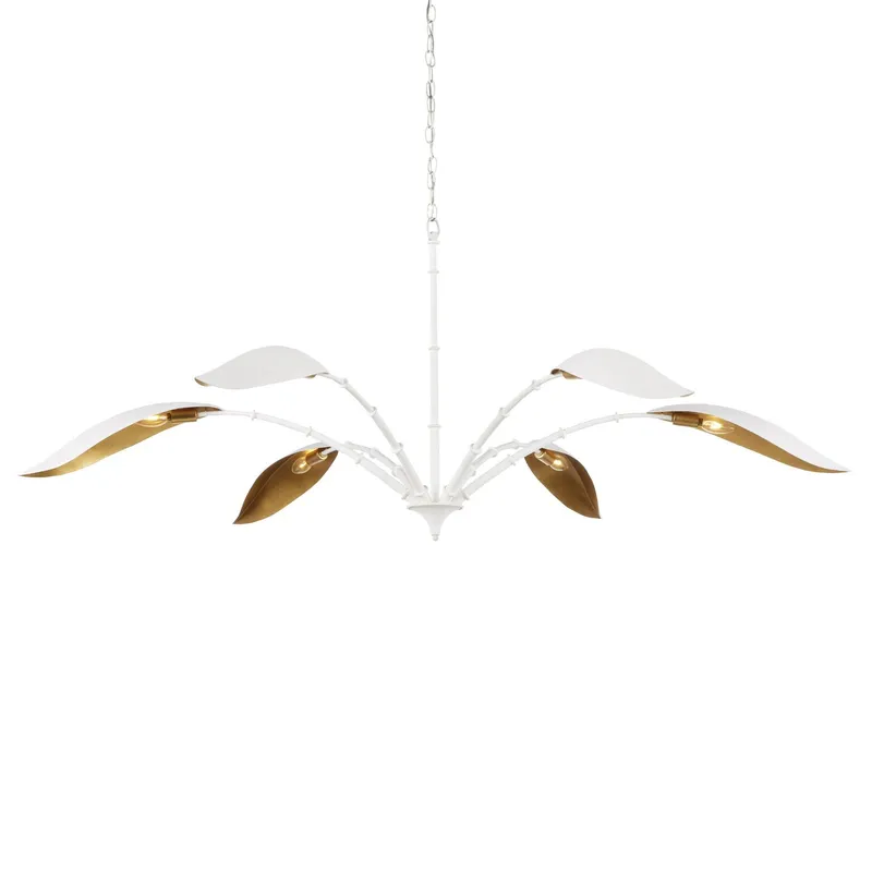 Yuriko White Chandelier - Gesso White/Contemporary Gold Leaf
