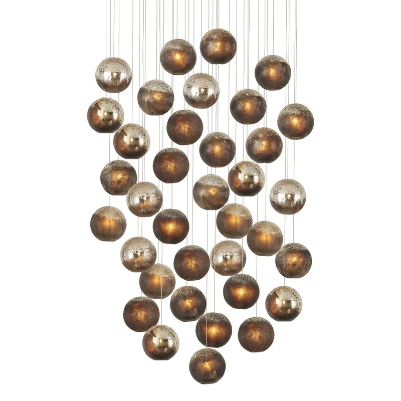Pathos 36-Light Round Multi-Drop Pendant - Antique Silver/Antique Gold/Matte Charcoal/Silver