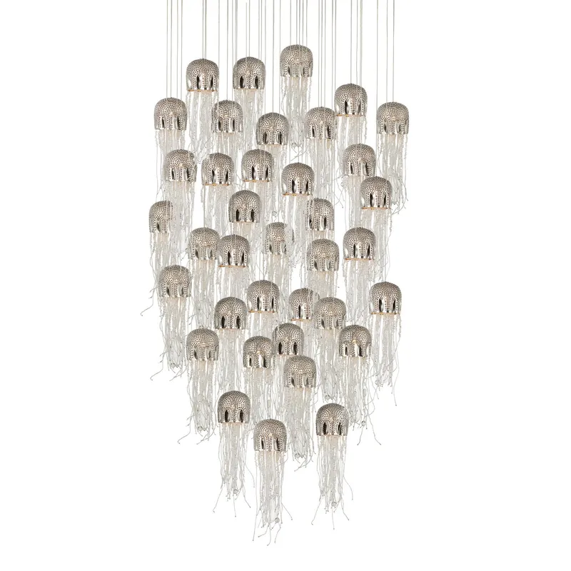Medusa 36-Light Round Multi-Drop Pendant - Nickel/Silver