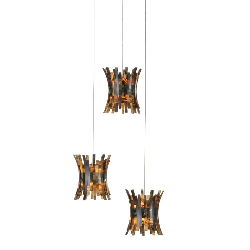 Alsop 3-Light Round Multi-Drop Pendant - Brown/Black/Silver