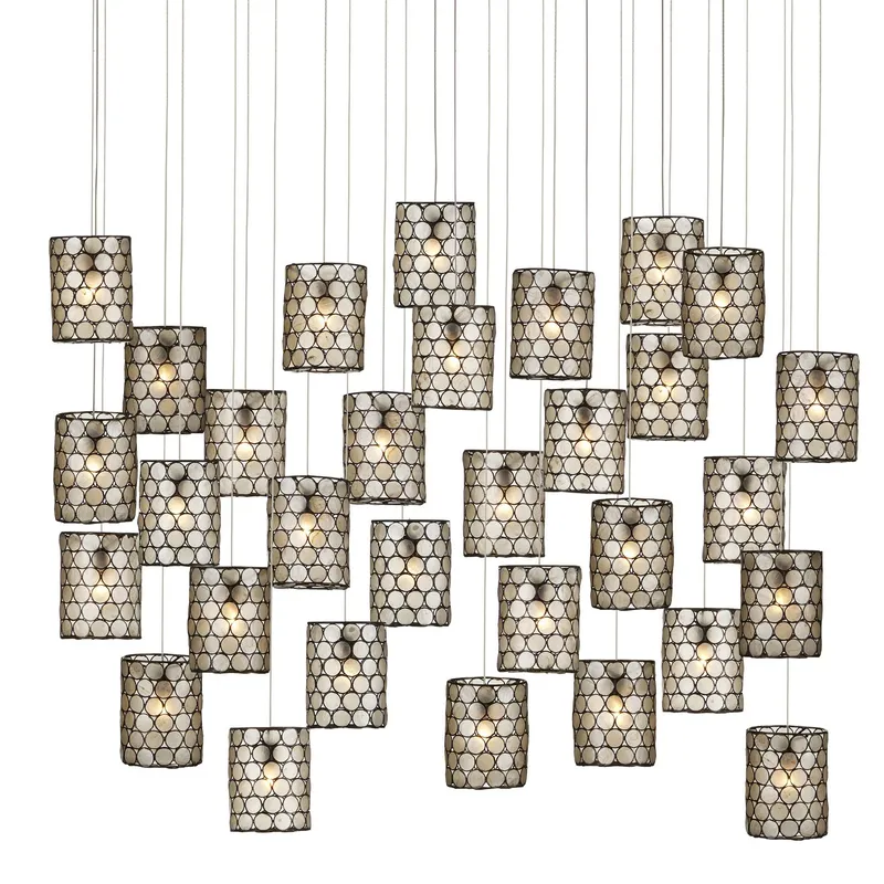 Regatta 30-Light Rectangular Multi-Drop Pendant - Cupertino/Silver