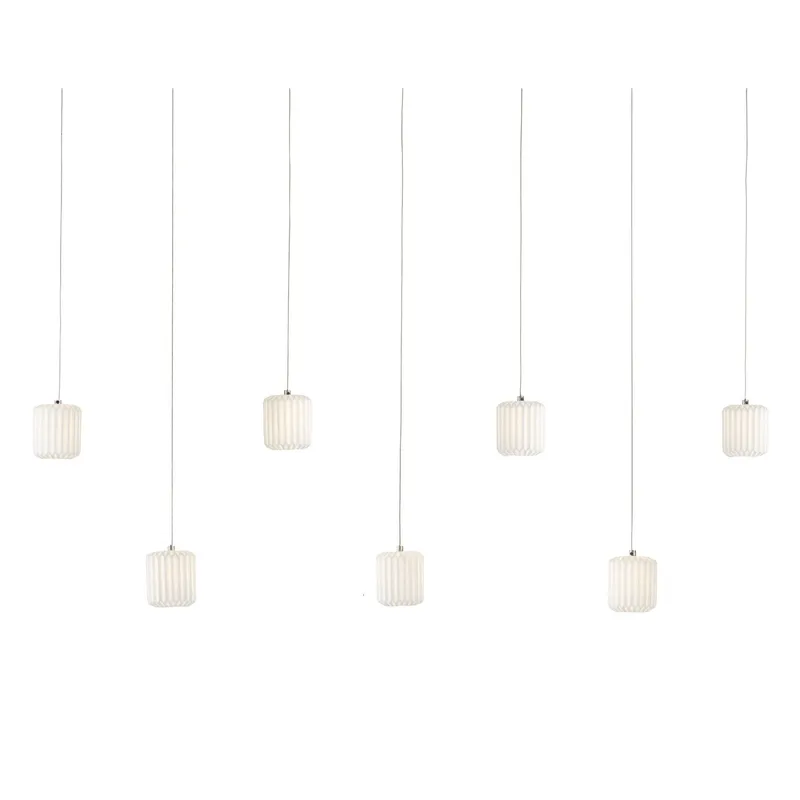 Dove 7-Light Rectangular Multi-Drop Pendant - White/Silver