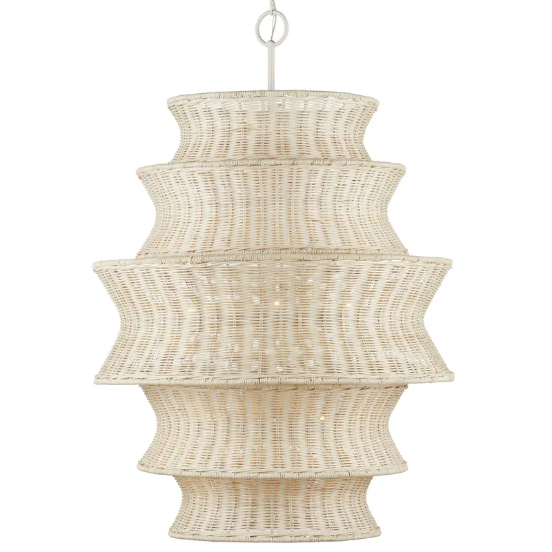 Phebe Large Rattan Chandelier - Bleached Natural/Vanilla