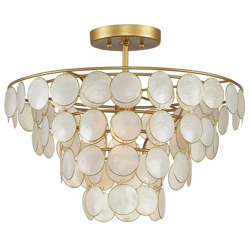 Bon Vivant Small Semi-Flush Mount - Natural/Gold