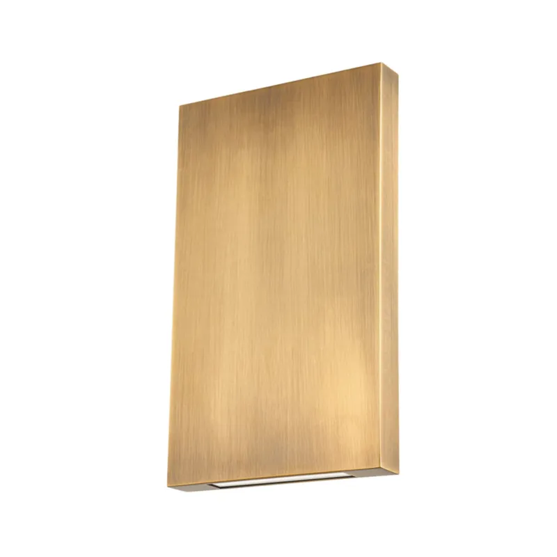 Thayne 1-Light Exterior Wall Sconce in Patina Brass 7W x 12H