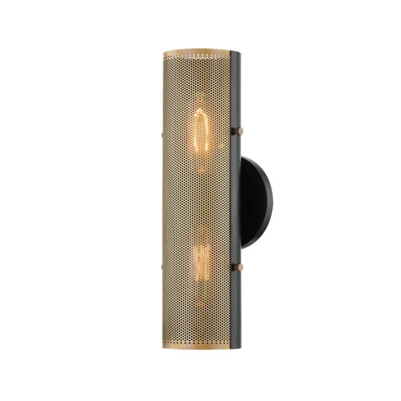 Mikka 2-Light Wall Sconce in Patina Brass 4.75W x 13.75H