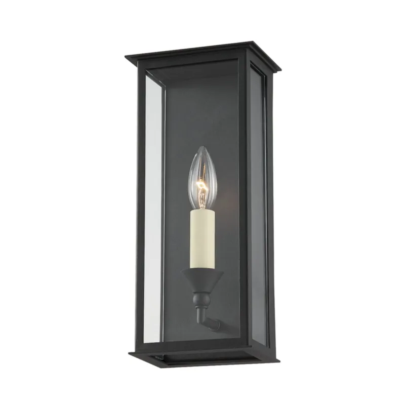 Chauncey 1-Light Exterior Wall Sconce in Texture Black 6W x 13.25H