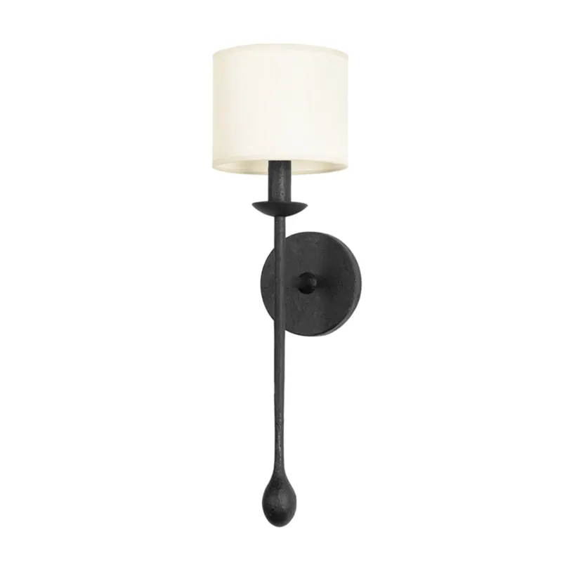 Osmond 1-Light Wall Sconce in Black Iron 6W x 21H