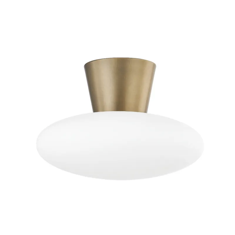 Brody 1-Light Flush Mount in Patina Brass 15W x 10H