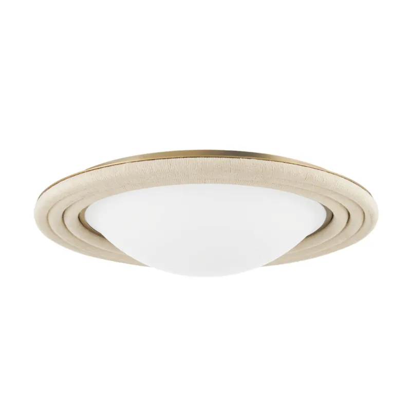 Zion 1-Light Flush Mount in Patina Brass 16W x 3.25H