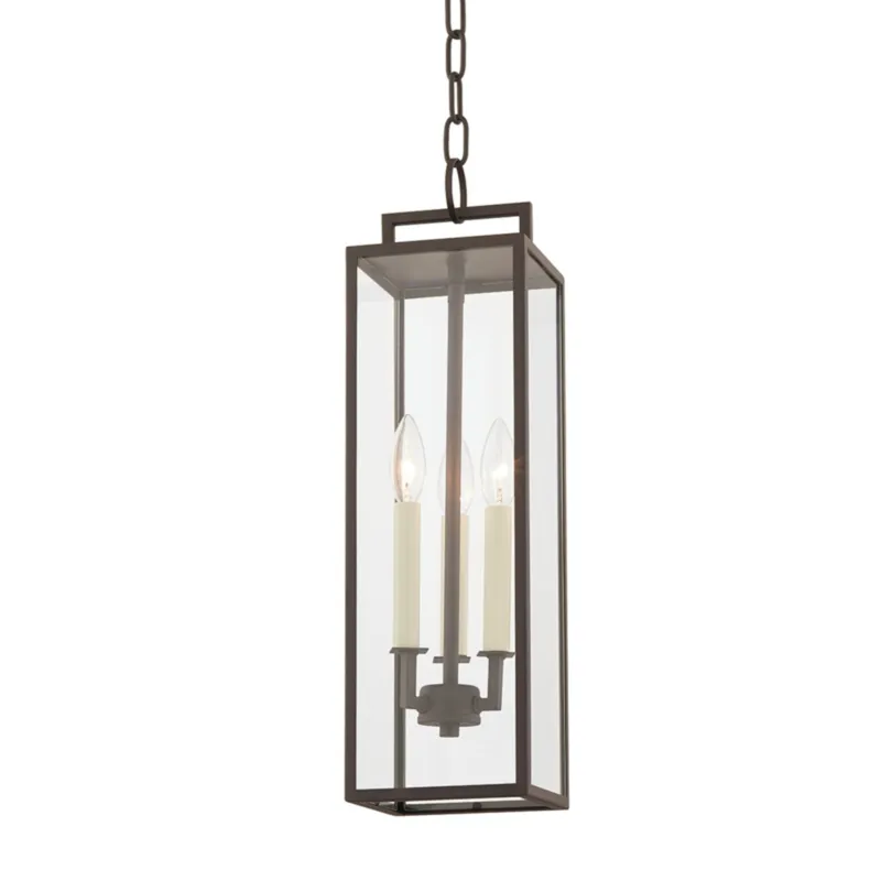 Beckham 3-Light Exterior Pendant in Textured Bronze 6L x 6W x 21.25H