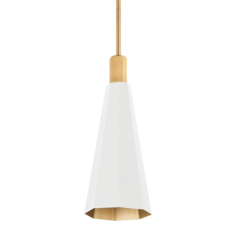 Huntley 1-Light Pendant in Patina Brass 7.75W x 19.75H (Soft White)