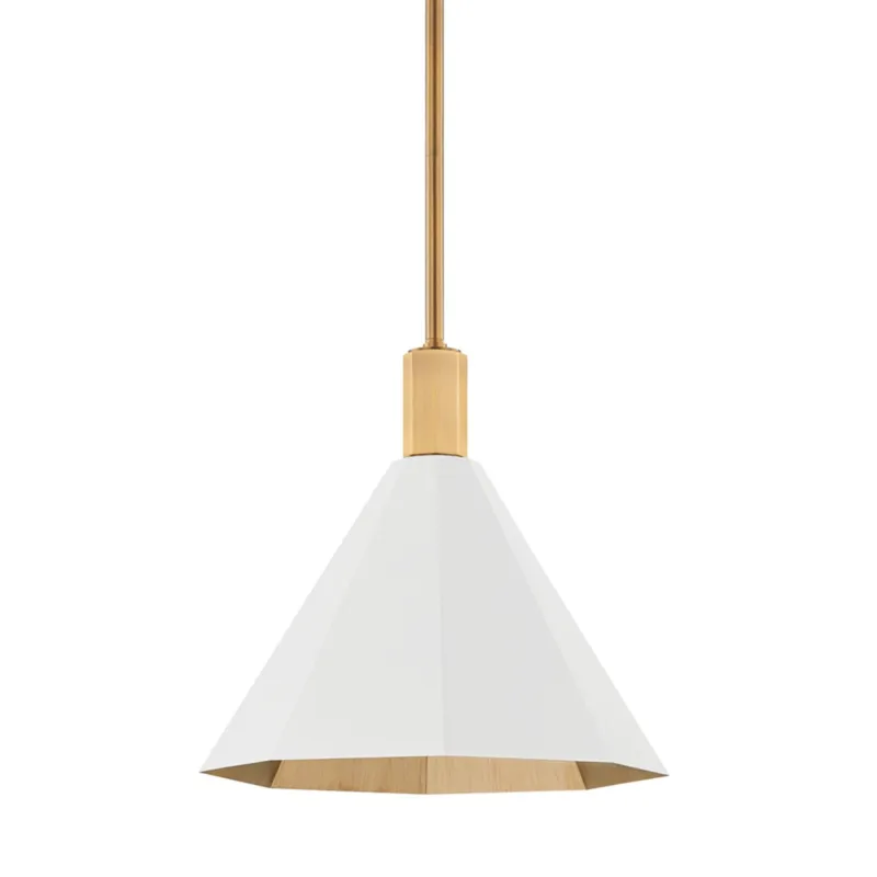 Huntley 1-Light Pendant in Patina Brass 15W x 13.75H (Soft White)