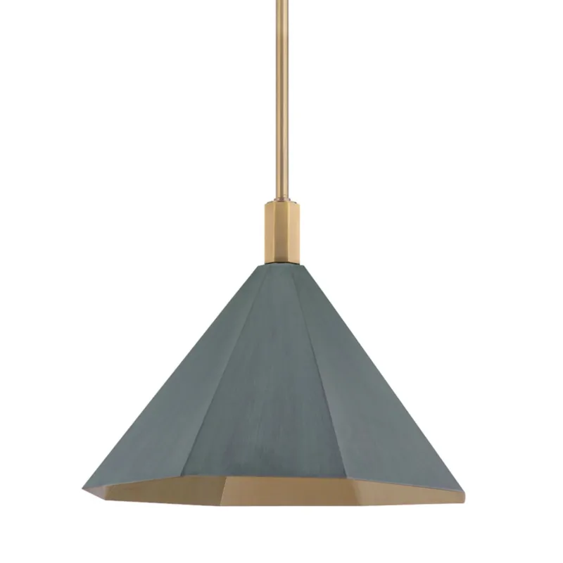 Huntley 1-Light Pendant in Patina Brass 22W x 15.75H (Verdigris)