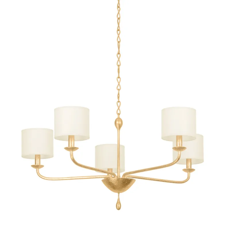 Osmond 5-Light Chandelier in Vintage Gold Leaf 36W x 23.5H