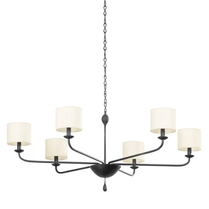 Osmond 6-Light Chandelier in Black Iron 49.5W x 23.5H