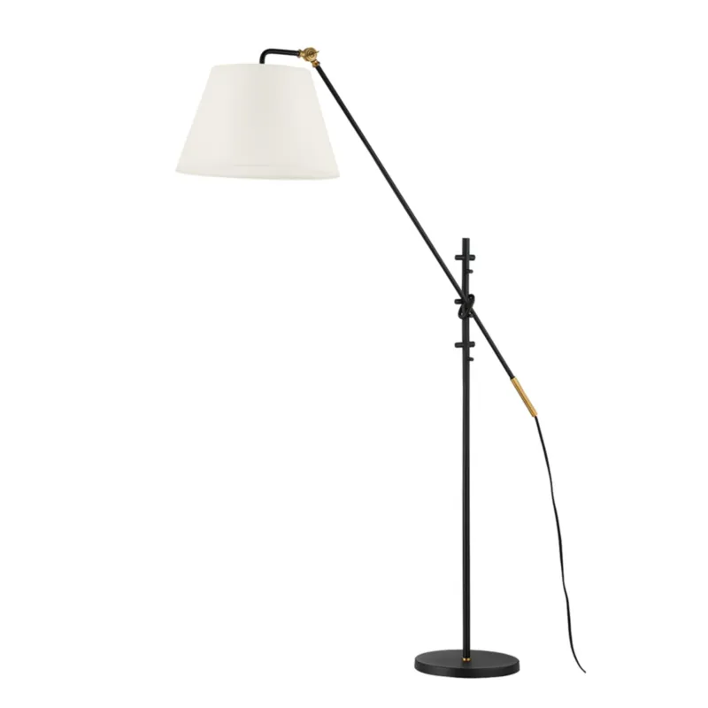 Navin 1-Light Floor Lamp in Patina Brass by Colin King 29.75L x 16.25W x 64.75H