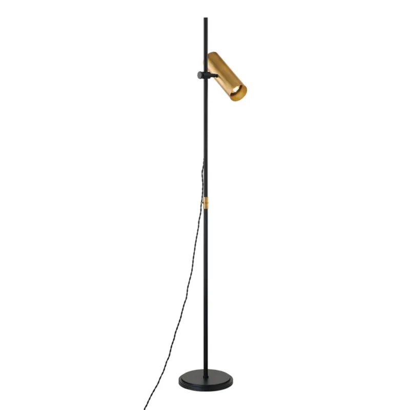 Quinn 1-Light Floor Lamp in Patina Brass by Colin King 9.75L x 10.75W x 65H