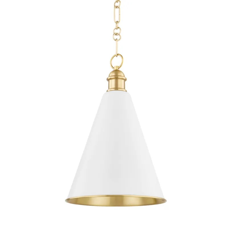 Fenimore 1-Light Pendant in Aged Brass by Ariel Okin 12.5W x 19.25H (Soft White)