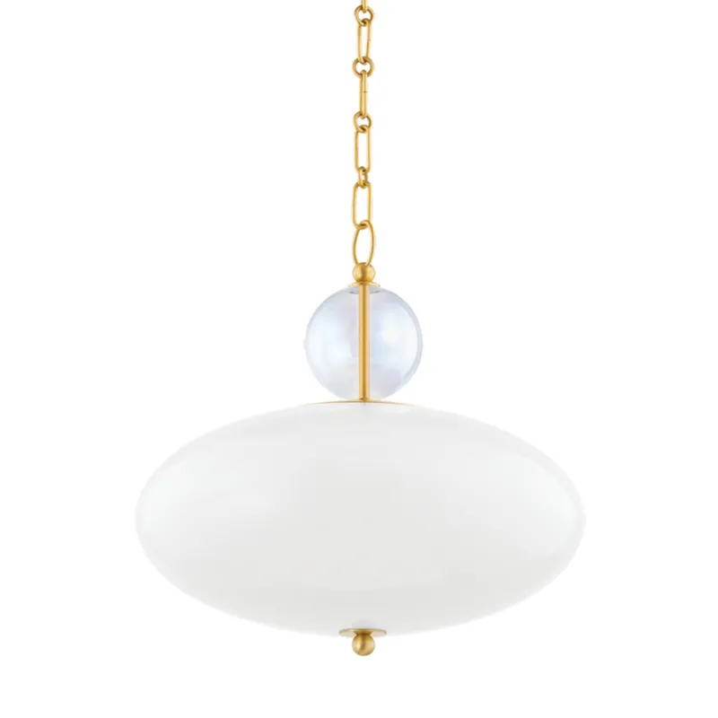 Viviana 1-Light Pendant in Aged Brass 15W x 14.5H