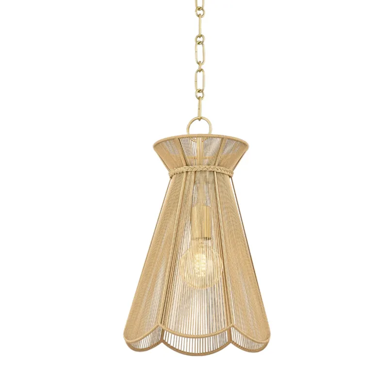 Aaliyah 1-Light Pendant in Aged Brass 10W x 17.75H