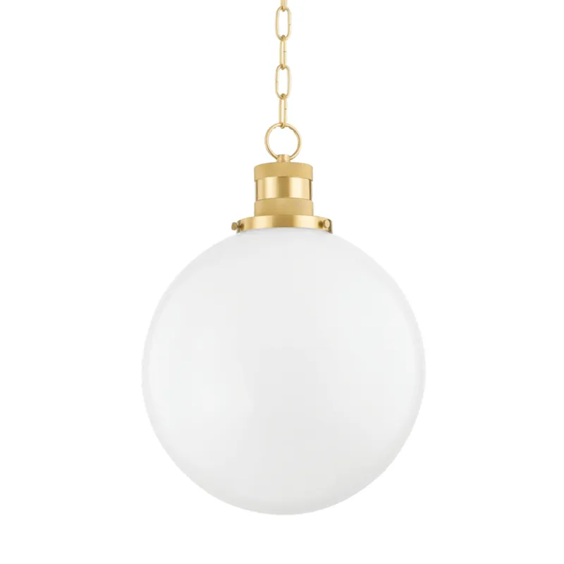 Beverly 1-Light Pendant in Aged Brass by Zio & Sons 14W x 19.5H