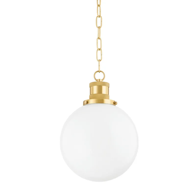 Beverly 1-Light Pendant in Aged Brass by Zio & Sons 10W x 14.75H