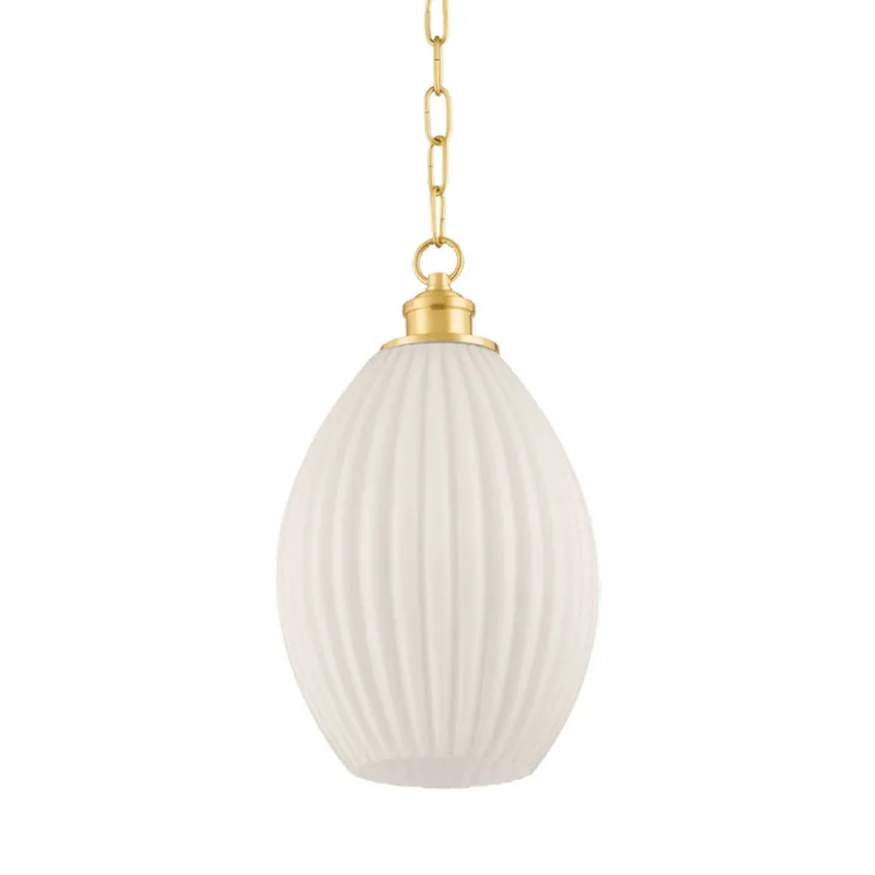 Hillary 1-Light Pendant in Aged Brass by Zio & Sons 9W x 15.5H