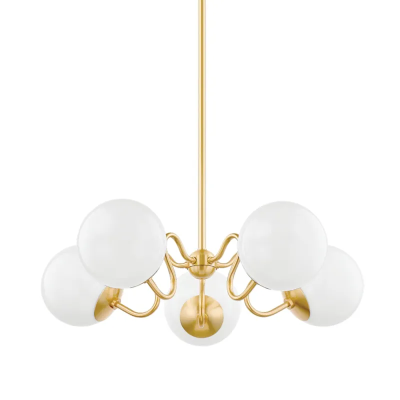 Havana 5-Light Chandelier in Aged Brass by Zio & Sons 28W x 7H