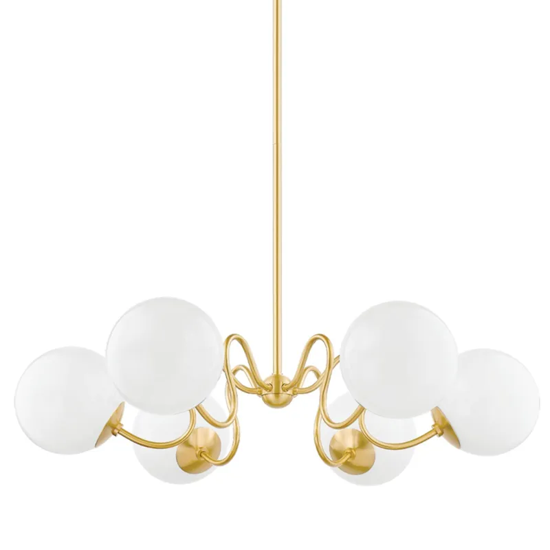 Havana 6-Light Chandelier in Aged Brass by Zio & Sons 38.5W x 8H